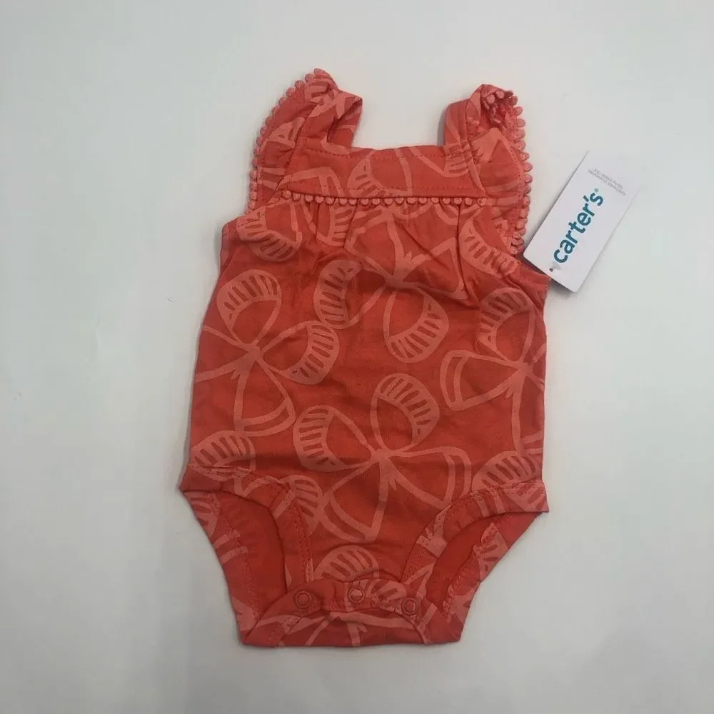 New Carter’s Coral Butterfly Bodysuit & Navy‎ Denim Pants For Newborn Girl